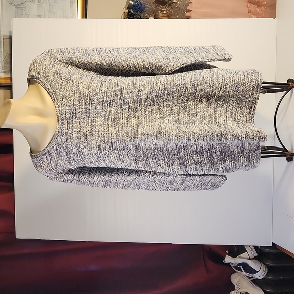 Per Se Tunic Blue & Metallic Printed Long Sleeve with Scoop Neck Sweater $440 - Picture 1 of 8